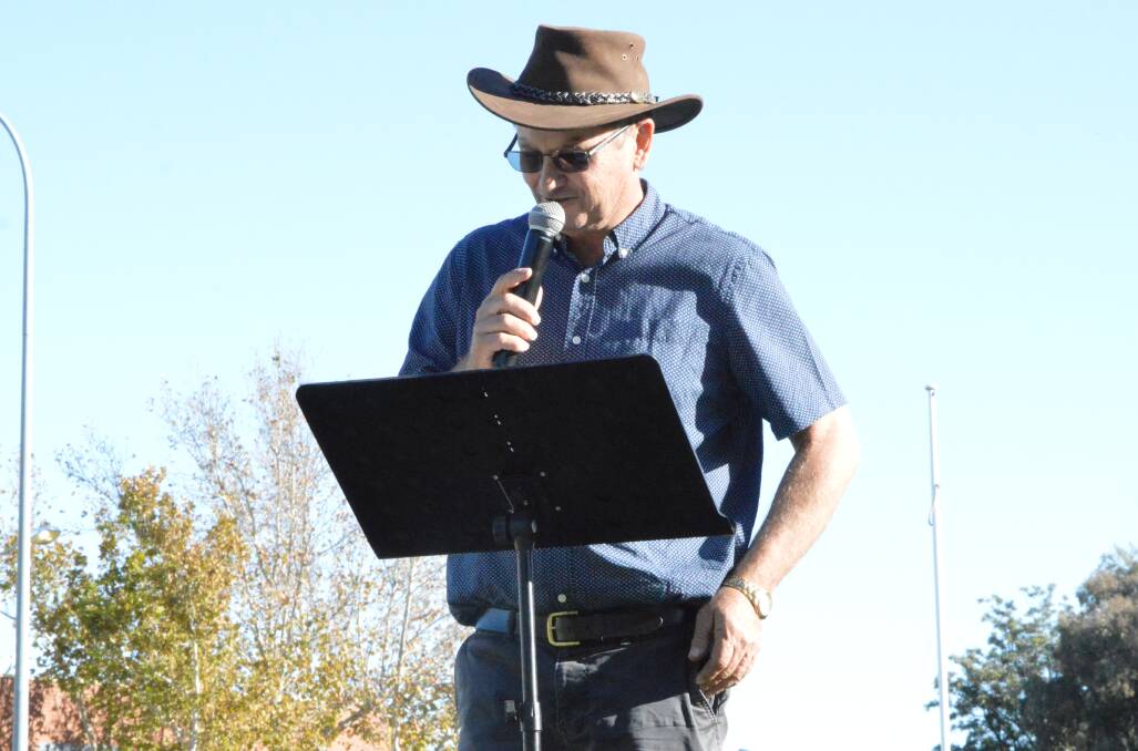 HAVING A SAY: Alectown farmer and Parkes councillor Neil Westcott was one of four speakers at the strike on Friday. Photo: Christine Little