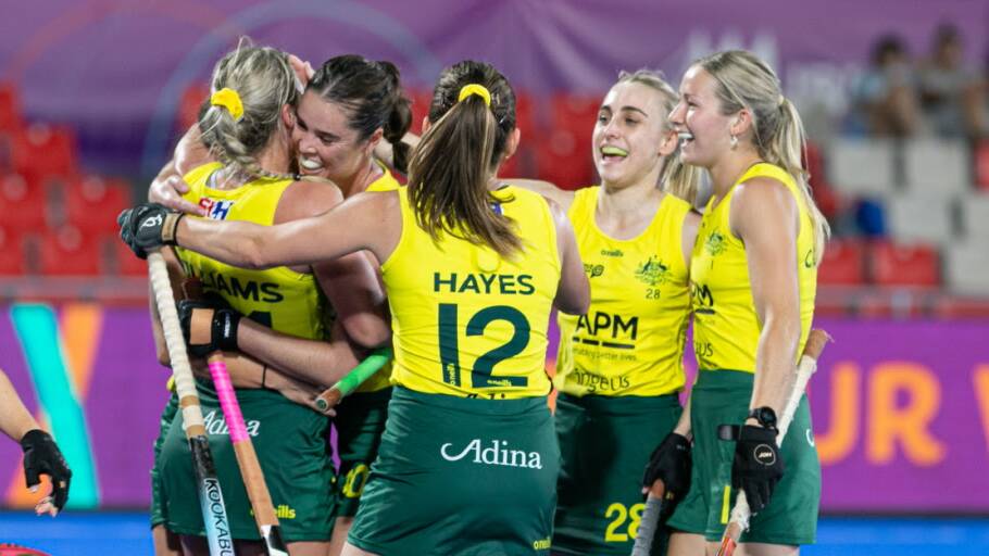CLOSE CALL: The Hockeyroos scored two goals in the final five minutes - the first one belonging to Parkes' Mariah Williams - to win 2-0 over Japan. Photo: Hockey Australia