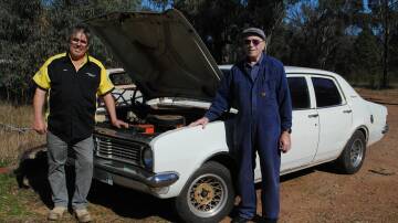 MAN BEHIND THE INSPECTION: John Hutty came across Norm Finch and discovered he did the pre-delivery inspection on his HT Holden more than 50 years ago. Photo: Jeff McClurg