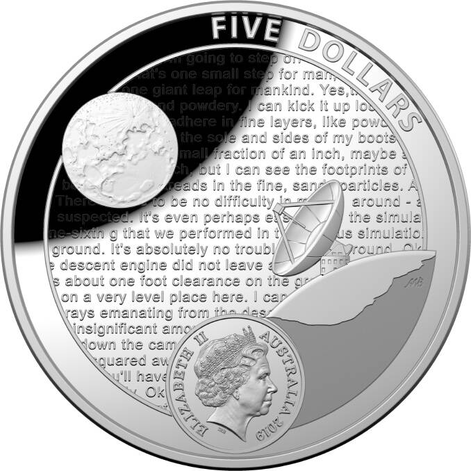 50TH ANNIVERSARY COINS: The obverse of the new coins depicts the famous CSIRO Parkes Radio Telescope pointed towards the moon.