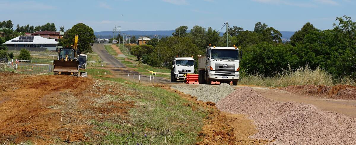 BYPASS CONSTRUCTION NEARS: Construction underway on the Reedsdale Road extension, which connects the western ends of Thomas Street and Mitchell Street.