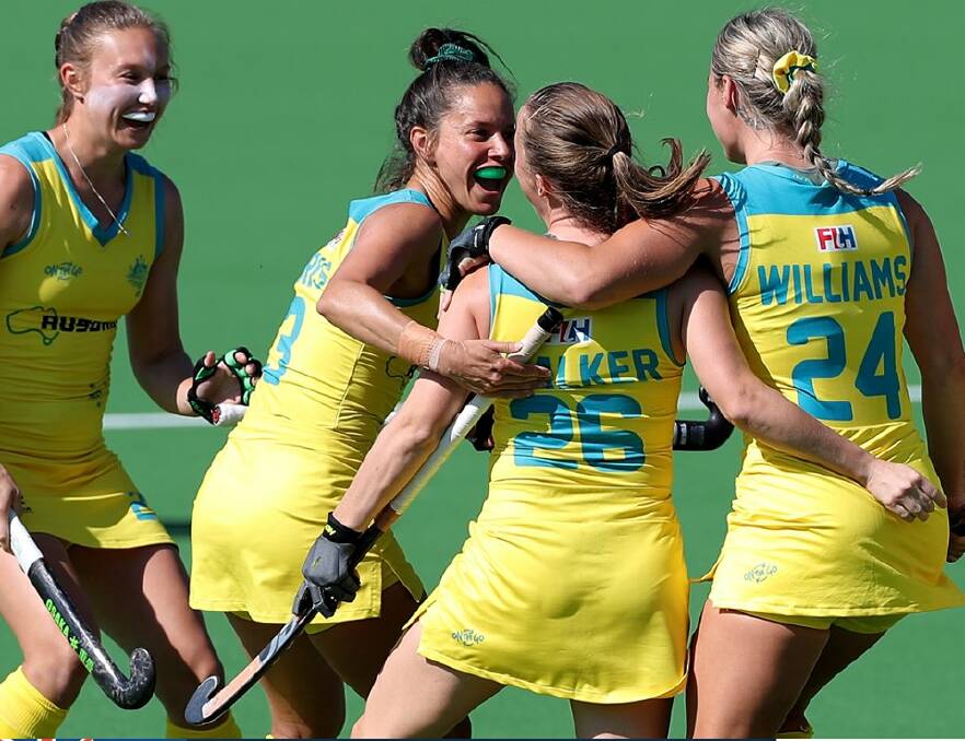 LOCAL REP: Parkes' Mariah Williams scored two of the five goals in the second game of the Olympic qualifier against Russia. Photo: Hockeyroos Facebook page