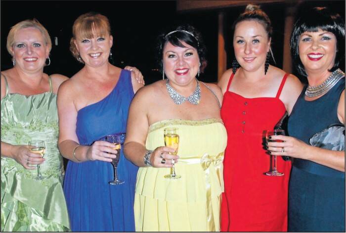 AWARDS NIGHT: The Downtown girls toasted their CAT Award success in 2013 with a well-earned glass of bubbly. From left Belinda McGrath, Christie Green, Christa Radley, Cath Adams and Shevaun Brown. Photo: Bill Jayet