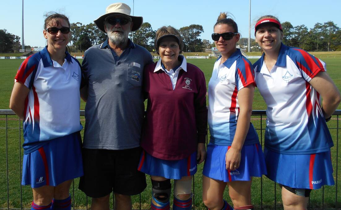 PROUD ACHIEVEMENT: Parkes hockey veteran Fran Dixon (centre) in her Maroon jersey, pictured with her family Tracy, Graham, Kylie and Deanna. Photo: Submitted