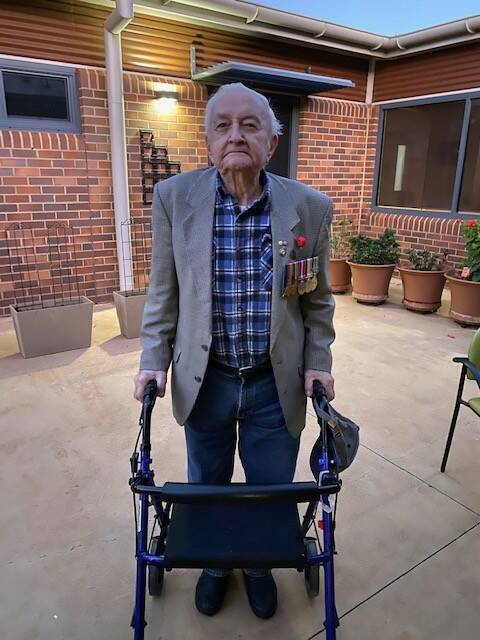 VETERAN: 96-year-old Richard Baxter, resident at Peak Hill Multipurpose Service. Richard has only missed one dawn service in his life. Photo: Facebook 