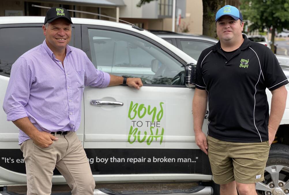EXPANDING: Phil Donato with Jared DeMamiel of the not-for-profit, Boys to the Bush. Boys to the Bush have expanded to deliver programs across the Central West. Photo: Submitted