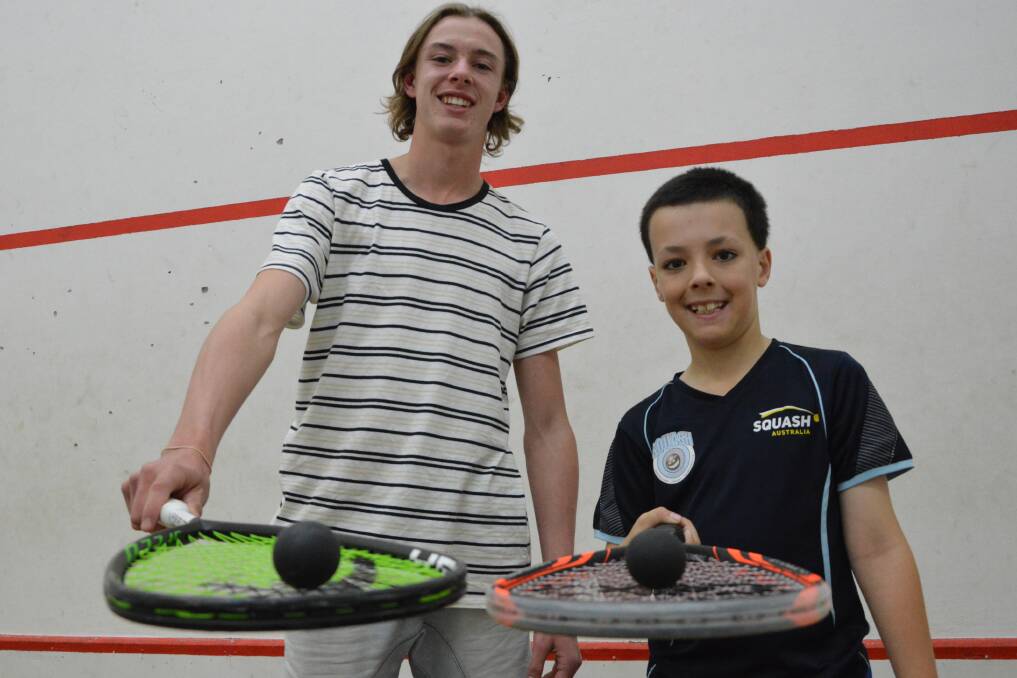 CLIMBING NATIONAL LADDER: Parkes junior squash players Lockie Miller (15) and Henry Kross (9) improved on their rankings going into their first Australian Junior Open titles, placing 13th and seventh respectively. Photo: Christine Little