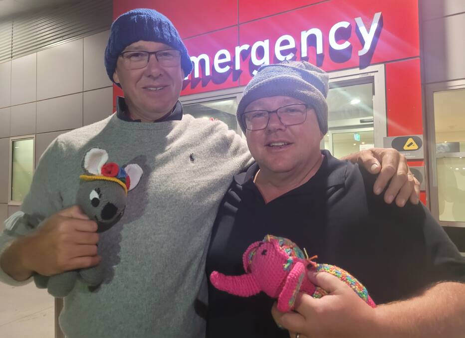 SPECIAL CAUSE: Geoff Rice of Parkes with Laurence Breen of Orange during the recent CEO Walk in My Shoes fundraising event for Ronald McDonald House Charities in Orange. Photo: SUPPLIED