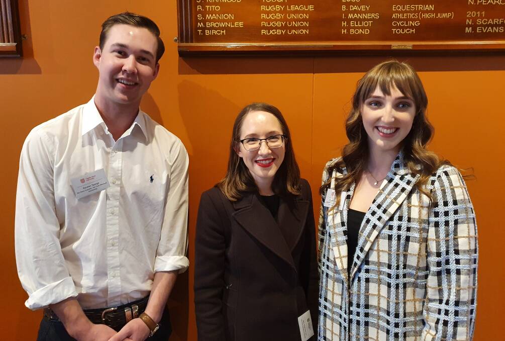 SPECIAL: Elise Holman (centre) with Sky News Scholarship recipients Ruben Spargo (left) and Brooke Chandler (right). Photo: Submitted
