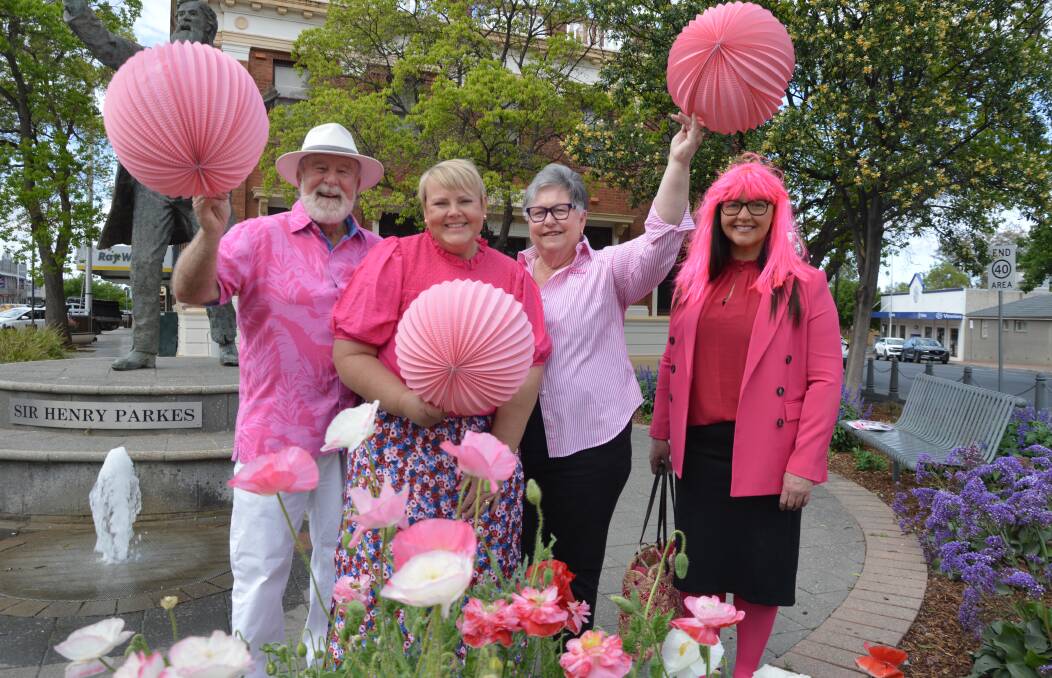 Ken Keith OAM, Cath Littlewood, Pink Up Parkes chair Carolyn Rice OAM and Pink Up Parkes secretary Marg Applebee are ready for another Pink Up Your Town event that begins Sunday. Photo by Christine Little