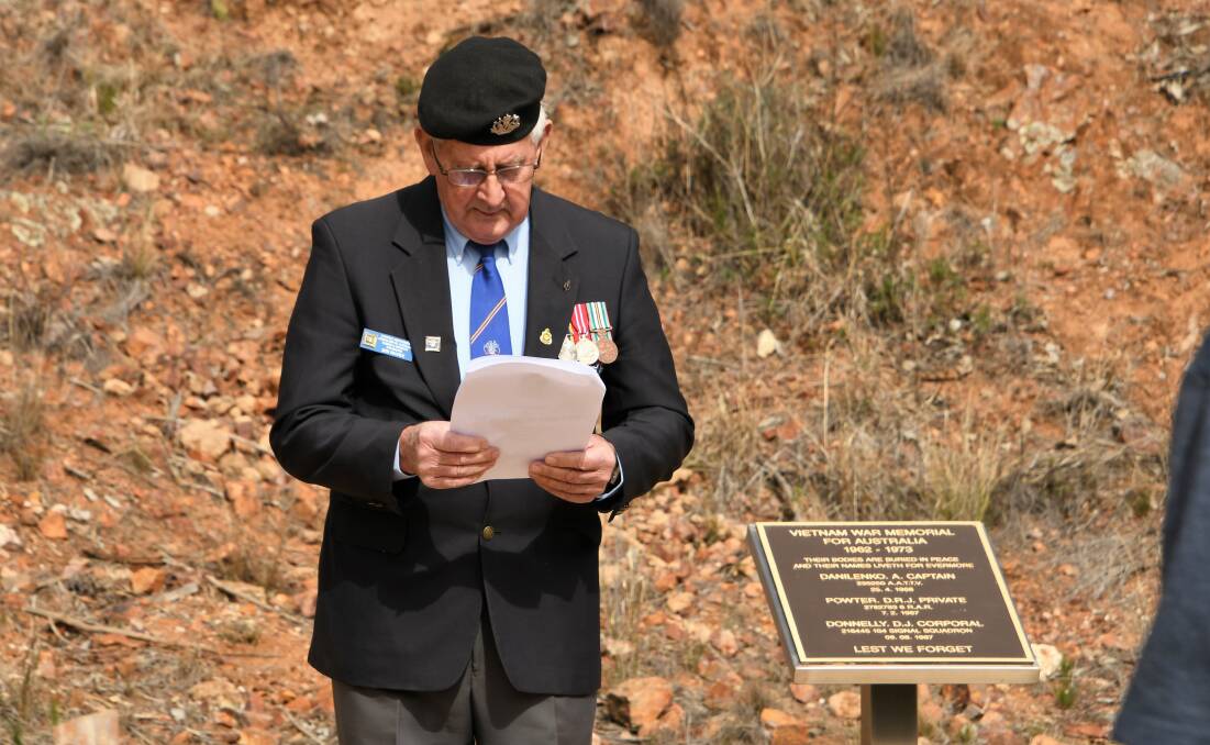 SERVICE: Parkes RSL Sub Branch Vice President Robert Brooke presided over last year's service on Vietnam Veterans Day on August 18. Photo: Jenny Kingham