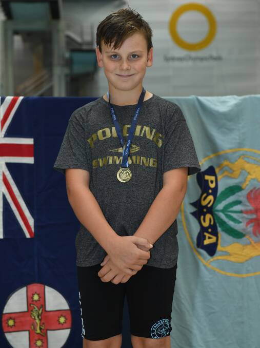 THAT'S GOLD: Holy Family Primary School student Matty Price won the 11-13 years 50m Multi-Class backstroke at the NSW PSSA Swimming Championships in April. Photo: Submitted