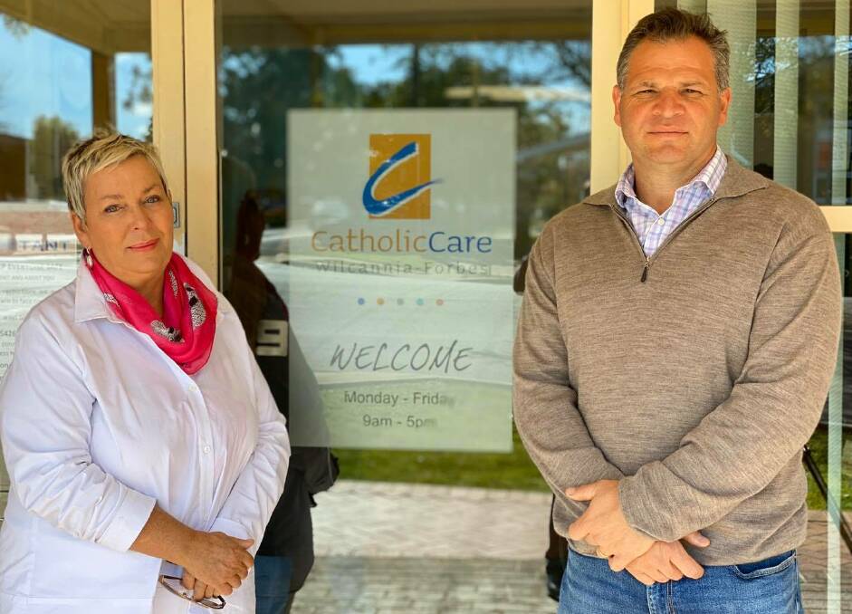 HOMELESSNESS WEEK: Phil Donato with CatholicCare Wilcannia-Forbes CEO Anne-Marie Mioche. Photo: Submitted