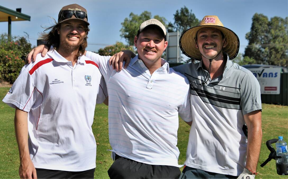 ALL IN: Blake Parker, Michael Thomas and Jack Murray didn't hesitate putting their names down for the the 72-hole Longest Day Golf Challenge on Saturday. Photo: Jenny Kingham