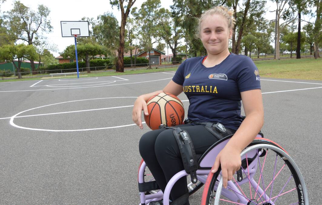 HAPPY TO BE BACK: While the Australian Gliders Women's Wheelchair Basketball camp was a big jump in Victoria's sporting career, the 15-year-old from Red Bend Catholic College was just glad to be back with her mates. Photo: Christine Little