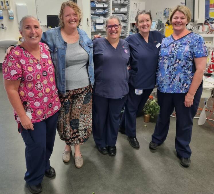 SHAVING THE WORLD: Parkes Hospital staff taking part in the World's Greatest Shave fundraiser are Tania Elsley, Wendy Baigent, Sharon O'Brien, Helen Nash and Jenni McGee. Photo: Submitted