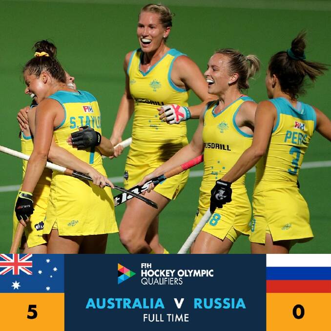 QUALIFIER: The overall result was decided inside the opening half of Saturday's second match as all of the goals came in the first 30 minutes. Photo: Hockeyroos Facebook page