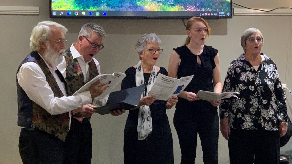 ENTERTAINMENT: Tapestry singers Graeme MacRaild, Craig Armstrong, Carolyn Butler, Jess Beer and Kaye Lindsay added a further dimension to the evening. Photo: Submitted