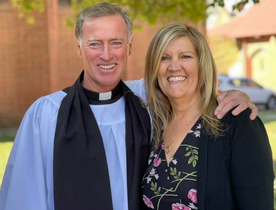SPECIAL DAY: Kevin Simington and wife Sandy, pictured during his ordination on April 24 in Bathurst, will be in Parkes for eight weeks. Photo: Facebook