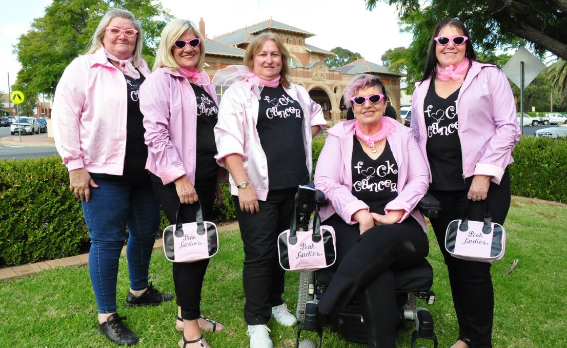 ONE OF US: ABBA fans Louise Carroll, Joanne Lightbody, Pauline Paine, Tricia Semmens and Sharon Walker still came to Trundle even though there was no festival this year. Photo: Christine Little