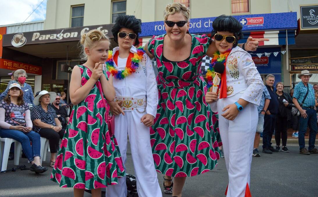 The whole Hendry family dresses up and gets involved in the Parkes Elvis Festival now - Gloria, Oscar, Kelly and George Hendry - doing, as Kelly says, their Parkes duty for the event and the town. Picture supplied