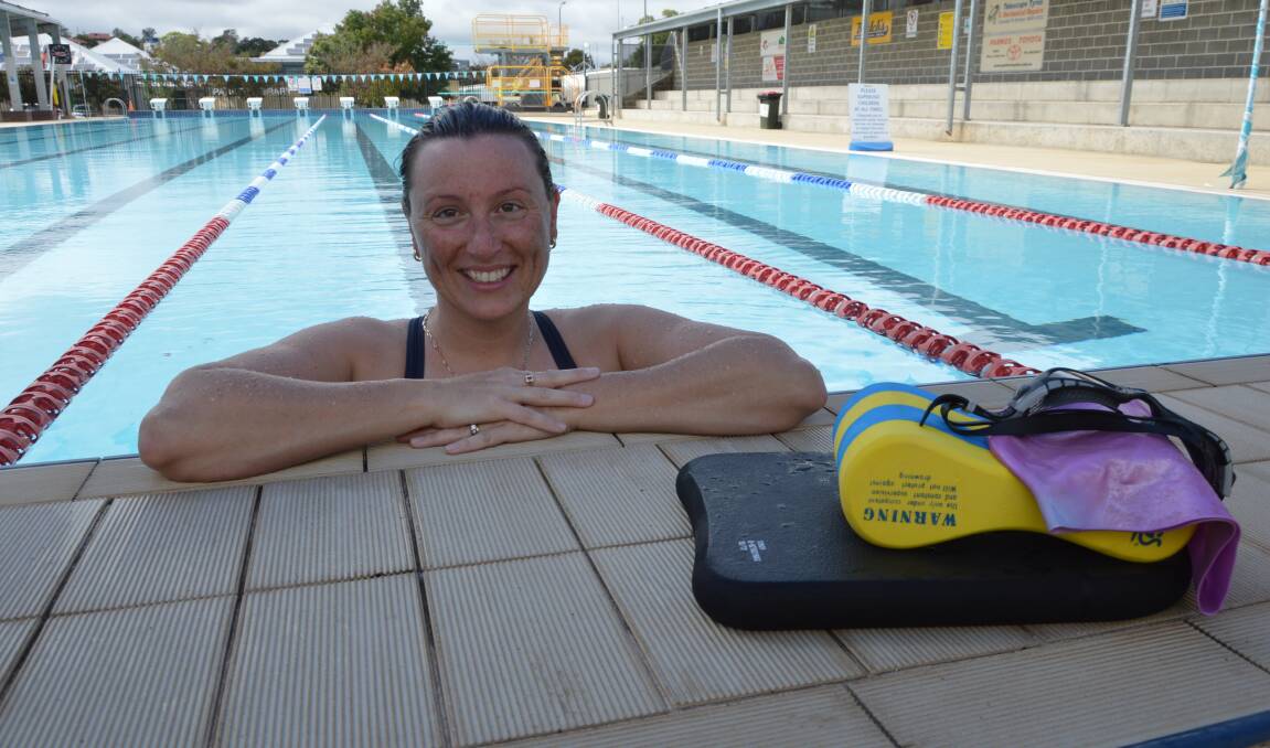 ON A MISSION: 38-year-old Parkes woman and radiographer Suzie Hill swam 600 laps of the Parkes Pool over 25 days in March to raise funds and awareness for Lymphoma Australia. Photo: Christine Little