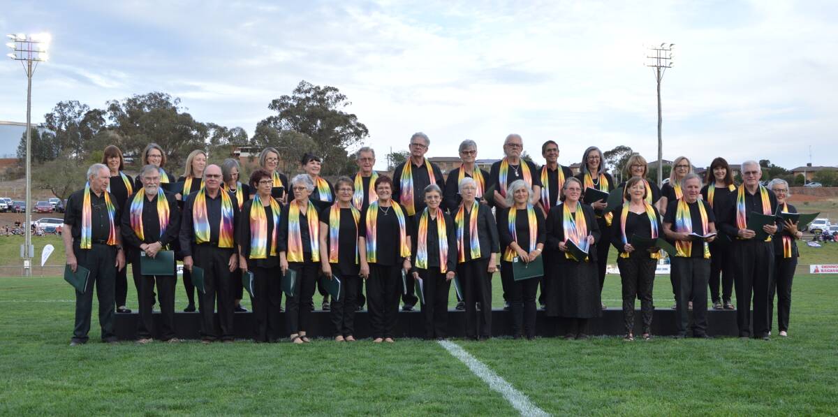 SPECIAL: The Parkes Community Choir took on a pretty special gig on October 30 - singing the French national anthem at the rugby league match between France and Western Rams at Jock Colley Field. Photo: Christine Little