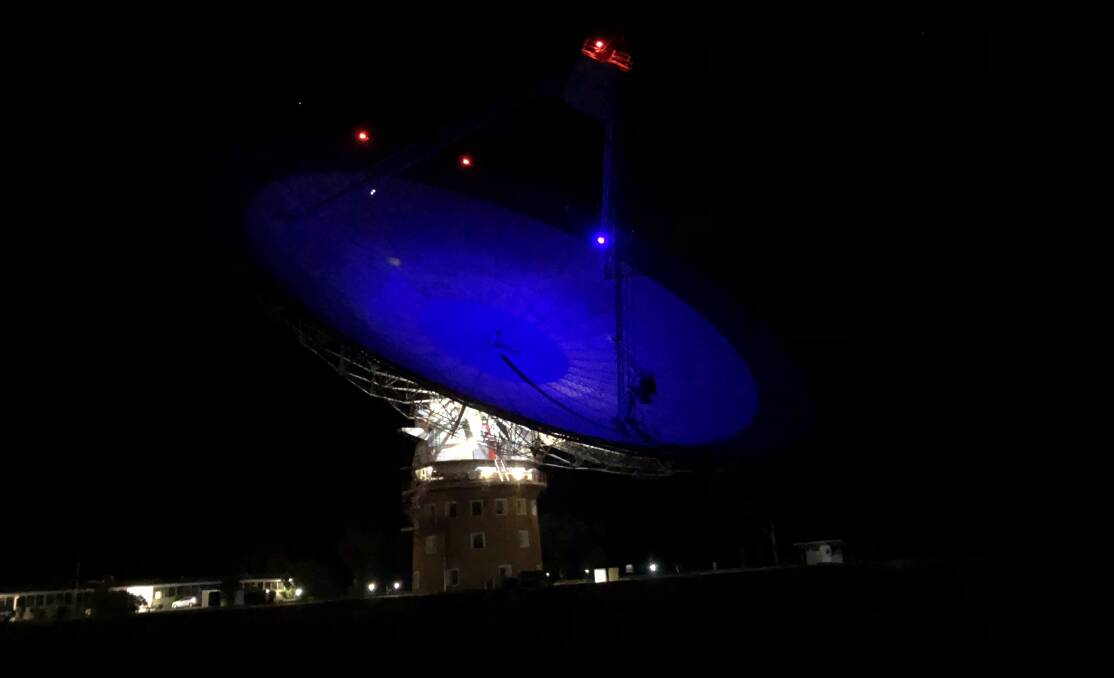 THE DISH A LITTLE BLUE: Dozens of people flocked to the Parkes Radio Telescope last Friday night to celebrate World Autism Awareness Month and to catch a glimpse of the Dish glowing blue for the occasion. The Currajong Autism and Special Needs Group organised a “Dinner Under the Blue Dish”.