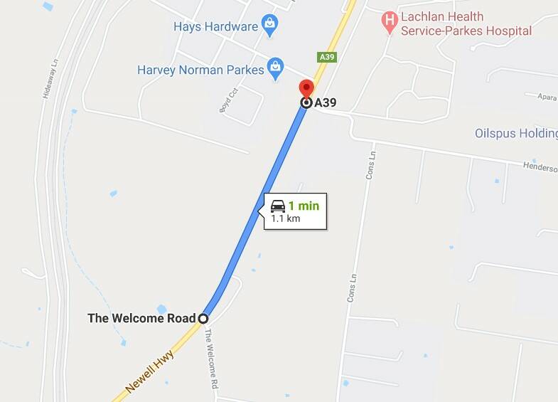 HIGHWAY MAINTENANCE: Works will take place three kilometres south of Parkes, between Henderson Street and Welcome Road. Graphic: Google Maps