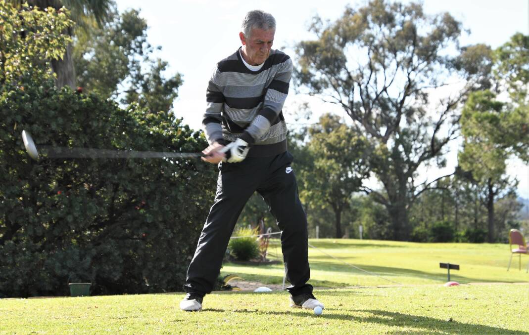 STEADY: Phillip Bishop in action on Saturday at the Parkes Golf Club. Photo: Jenny Kingham