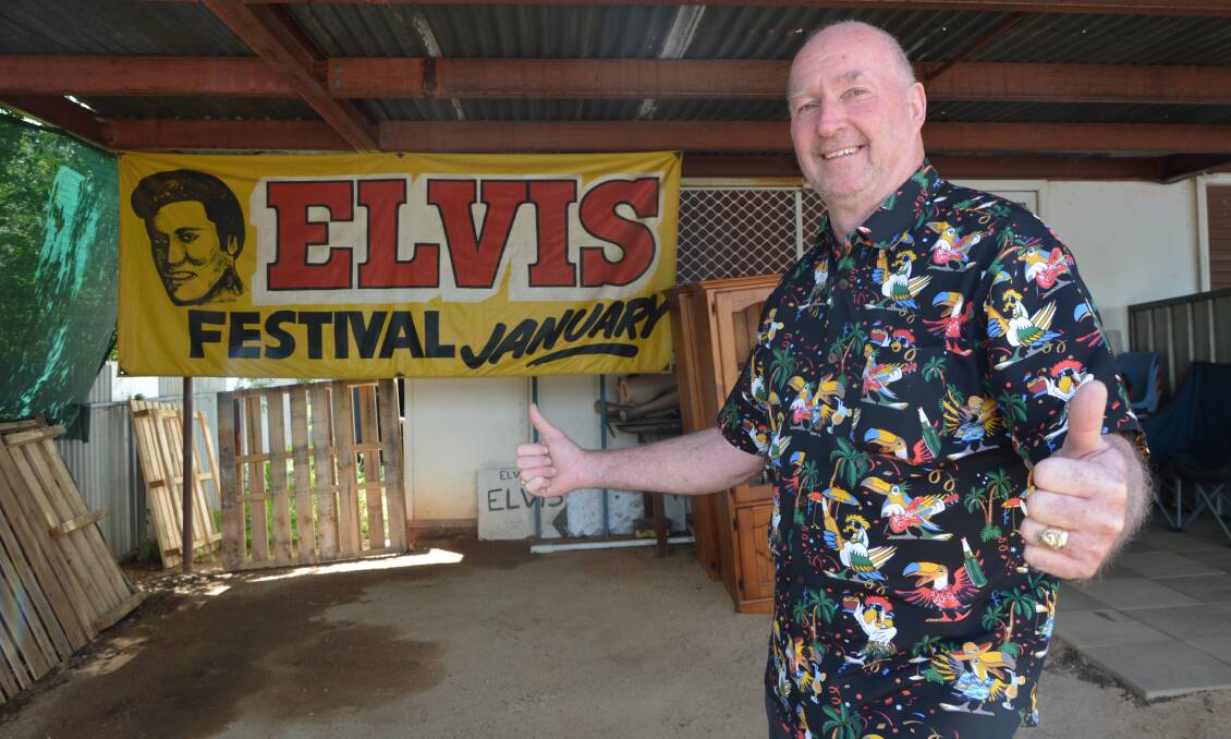 Elvis, formerly Steve, Lennox still has the Elvis Festival banner hanging up outside his museum of Elvis Presley memorabilia at his home. Picture by Christine Little