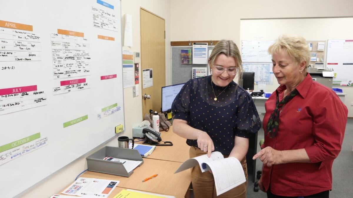 ON THE JOB: 18-year-old Parkes student Sophie Field has enjoyed her time working at Parkes Shire Council. She's pictured on the job with HR Manager Rhonda Milgate. Photo: Submitted