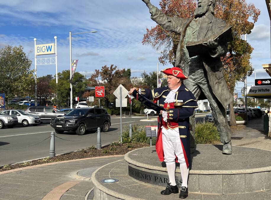 ANOTHER CRY RECORDED: Parkes town crier Tim Keith is well on his way to 300 cries, with the Queen's Platinum Jubilee Cry his 10th one this year. Photo: SUBMITTED