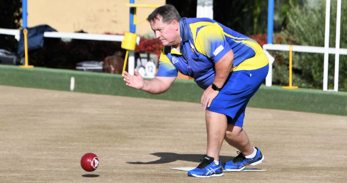 PARKES BOWLS: Greg Townsend in action during a recent Minor Singles match at the Parkes Bowling and Sports Club. Photo: JENNY KINGHAM