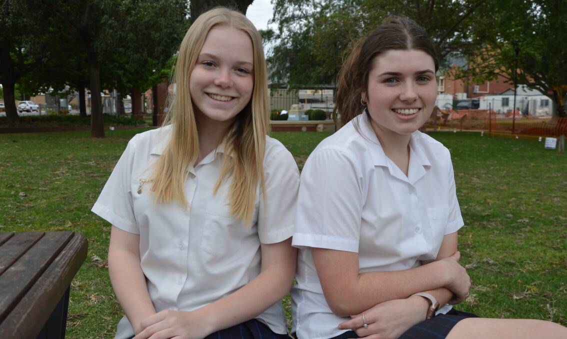 TESTING TIMES: Parkes High School Year 12 students Faith Hanstock and Nicole Hessel are remaining calm ahead of the start of their HSC exams tomorrow. Photo: Christine Little