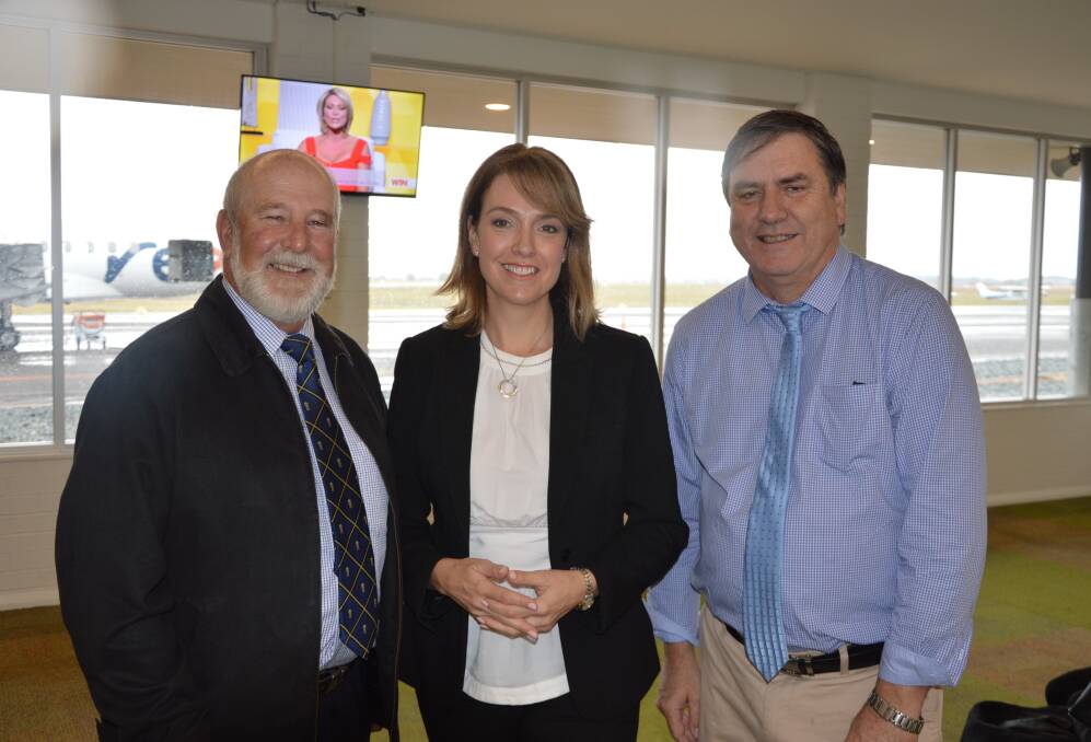 VITAL MESSAGE: Parkes mayor Ken Keith (left) and principal of the Parkes Christian School Graham Hope greeted Life Education NSW CEO Kellie Sloane when she was in Parkes in May spreading the vital message of healthy lifestyles.