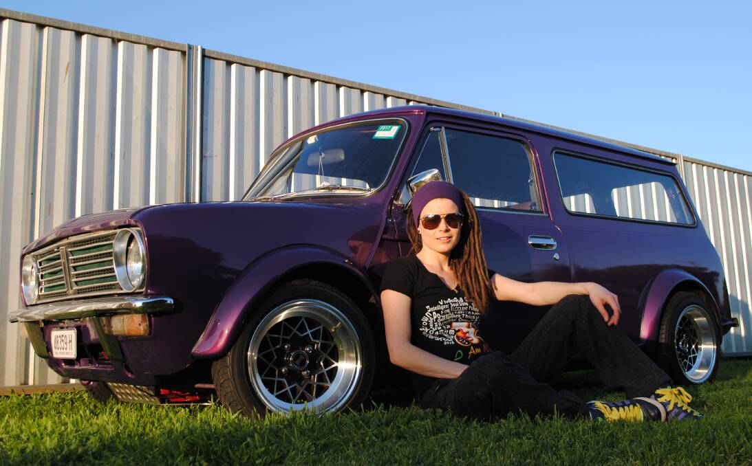 Kristin Taveras Herrera with her 1974 Leyland Mini. Kristin has always loved Mini’s ever since seeing one in her Auntie’s shed when she was a kid and nagging her to sell it to her. 