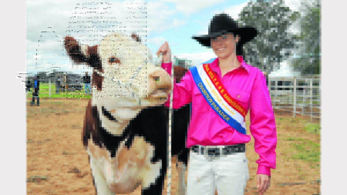 Alisha Roots (18) won Champion Parader with 22-month-old Poll Hereford cow The Ranch Duchess from The Ranch Poll Hereford Stud in Narromine. 