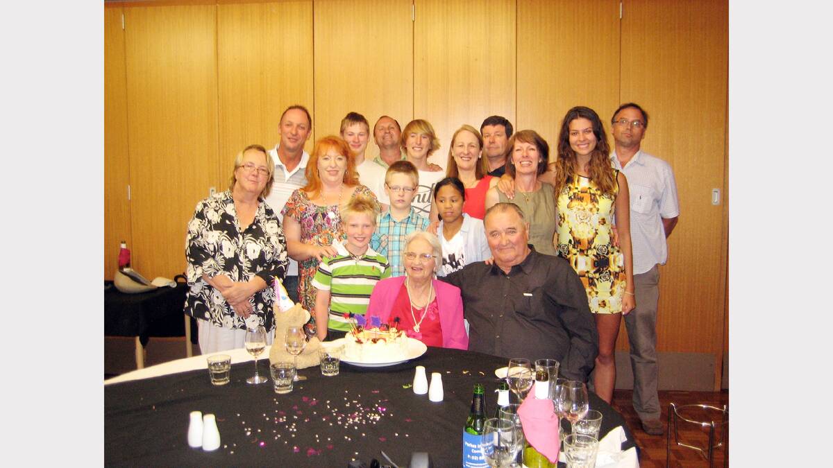 Pictured at the 90th birthday celebration for Trudy Bylhouwer are back row -   Chris (aka Ralph) Bylhouwer (son), Julian Bylhouwer (grandson), Tars Bylhouwer (son), Lachlan Bylhouwer (grandson), Marietta Bylhouwer (daughter), Graeme Taylor (son-in-law), Lucy Bylhouwer (daughter), Anna Pavlakis (granddaughter), Joseph Bylhouwer (son);  middle - Rhonda Bylhouwer; Felicity Bylhouwer (daughters- in-law), Ji Bylhouwer, Jamica Bylhouwer (grandchildren); front - Myles Bylhouwer (grandson), and Trudy and Bill Bylhouwer. Absent - unable to attend were  grandchildren, Christopher and Michael Taylor; Laura Somers and Nicholas Bylhouwer.
