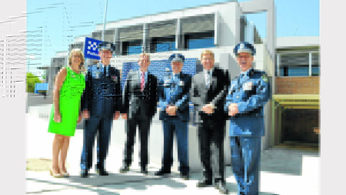Smiles all round at the opening yesterday of the new Parkes Police Station - Project Manager, Jenny Barrot, Superintendent Chris Taylor, Premier Barry O’Farrell, Assistant Commissioner, Geoff McKechnie, local MP, Troy Grant, and Police Commissioner, Andrew Scipione. Photo: Bill Jayet.